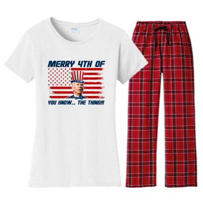 Merry 4th Of You Know The Thing Funny Joe Biden America Women's Flannel Pajama Set