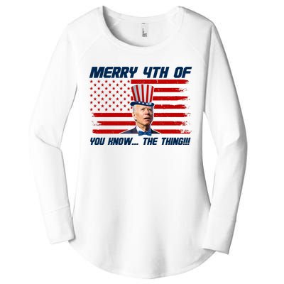 Merry 4th Of You Know The Thing Funny Joe Biden America Women's Perfect Tri Tunic Long Sleeve Shirt