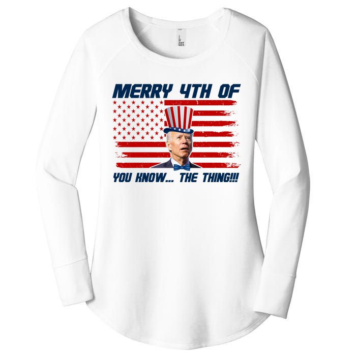 Merry 4th Of You Know The Thing Funny Joe Biden America Women's Perfect Tri Tunic Long Sleeve Shirt