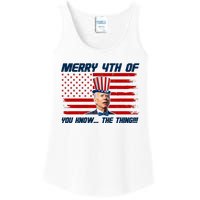 Merry 4th Of You Know The Thing Funny Joe Biden America Ladies Essential Tank