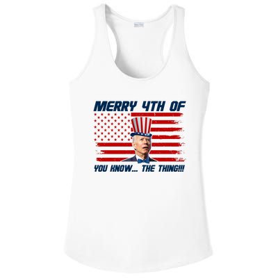 Merry 4th Of You Know The Thing Funny Joe Biden America Ladies PosiCharge Competitor Racerback Tank