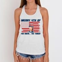 Merry 4th Of You Know The Thing Funny Joe Biden America Women's Knotted Racerback Tank