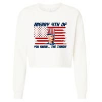 Merry 4th Of You Know The Thing Funny Joe Biden America Cropped Pullover Crew