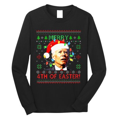 Merry 4th Of Easter Santa Joe Biden Ugly Xmas Sweater  Long Sleeve Shirt