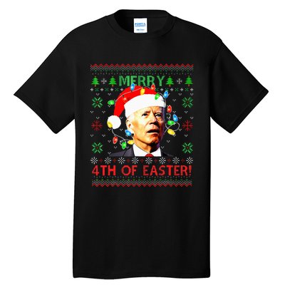 Merry 4th Of Easter Santa Joe Biden Ugly Xmas Sweater  Tall T-Shirt