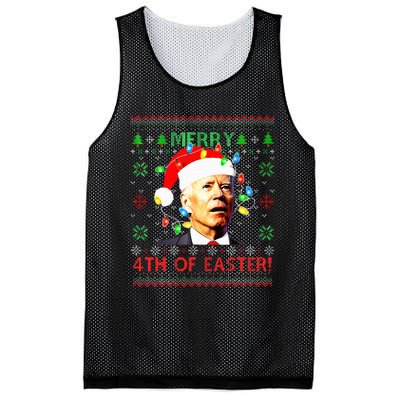 Merry 4th Of Easter Santa Joe Biden Ugly Xmas Sweater  Mesh Reversible Basketball Jersey Tank