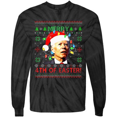 Merry 4th Of Easter Santa Joe Biden Ugly Xmas Sweater  Tie-Dye Long Sleeve Shirt