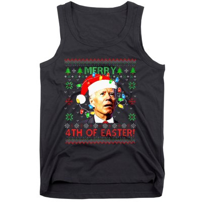 Merry 4th Of Easter Santa Joe Biden Ugly Xmas Sweater  Tank Top