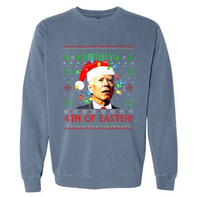 Merry 4th Of Easter Santa Joe Biden Ugly Xmas Sweater  Garment-Dyed Sweatshirt