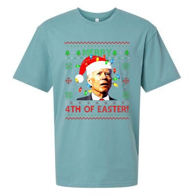 Merry 4th Of Easter Santa Joe Biden Ugly Xmas Sweater  Sueded Cloud Jersey T-Shirt