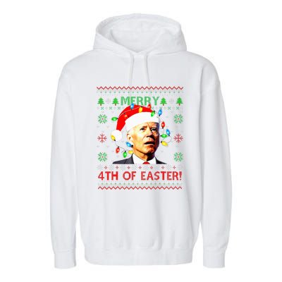 Merry 4th Of Easter Santa Joe Biden Ugly Xmas Sweater  Garment-Dyed Fleece Hoodie