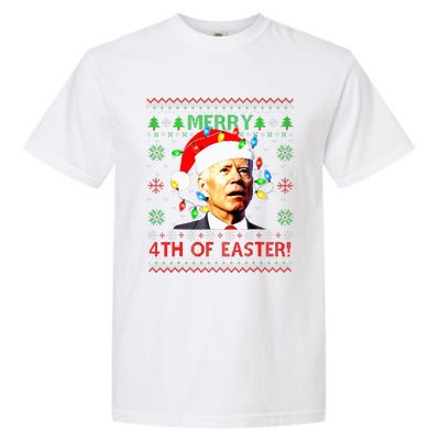 Merry 4th Of Easter Santa Joe Biden Ugly Xmas Sweater  Garment-Dyed Heavyweight T-Shirt