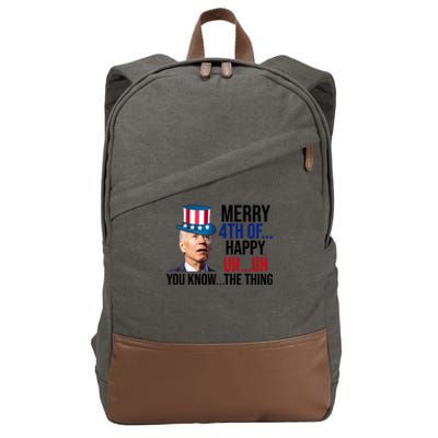 Merry 4th You Know The Thing Funny Confused Joe Biden Cotton Canvas Backpack