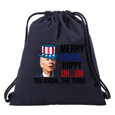 Merry 4th You Know The Thing Funny Confused Joe Biden Drawstring Bag