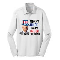 Merry 4th You Know The Thing Funny Confused Joe Biden Silk Touch Performance Long Sleeve Polo