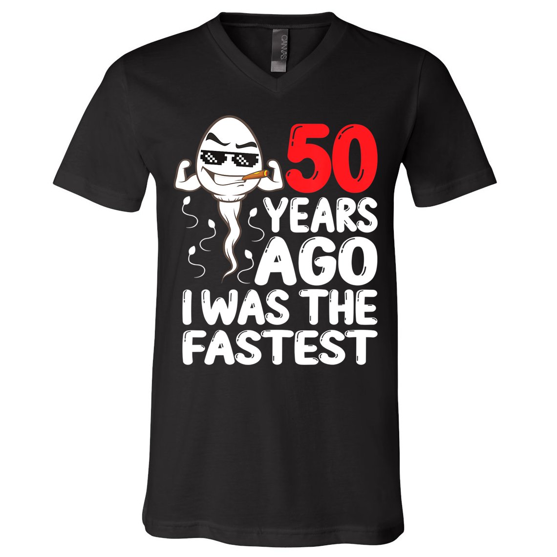 Mens 50th Birthday Gag Dress 50 Years Ago I Was The Fastest Funny V-Neck T-Shirt
