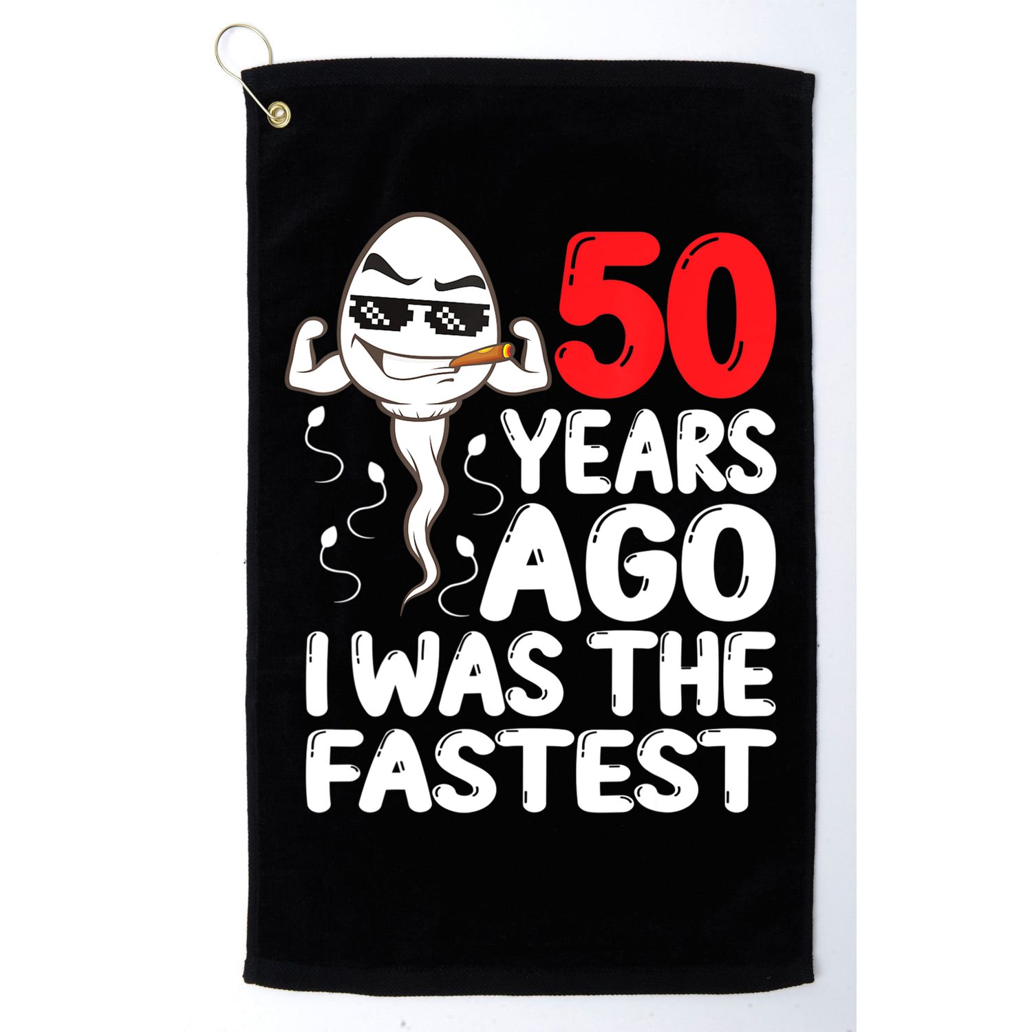 Mens 50th Birthday Gag Dress 50 Years Ago I Was The Fastest Funny Golf Towel