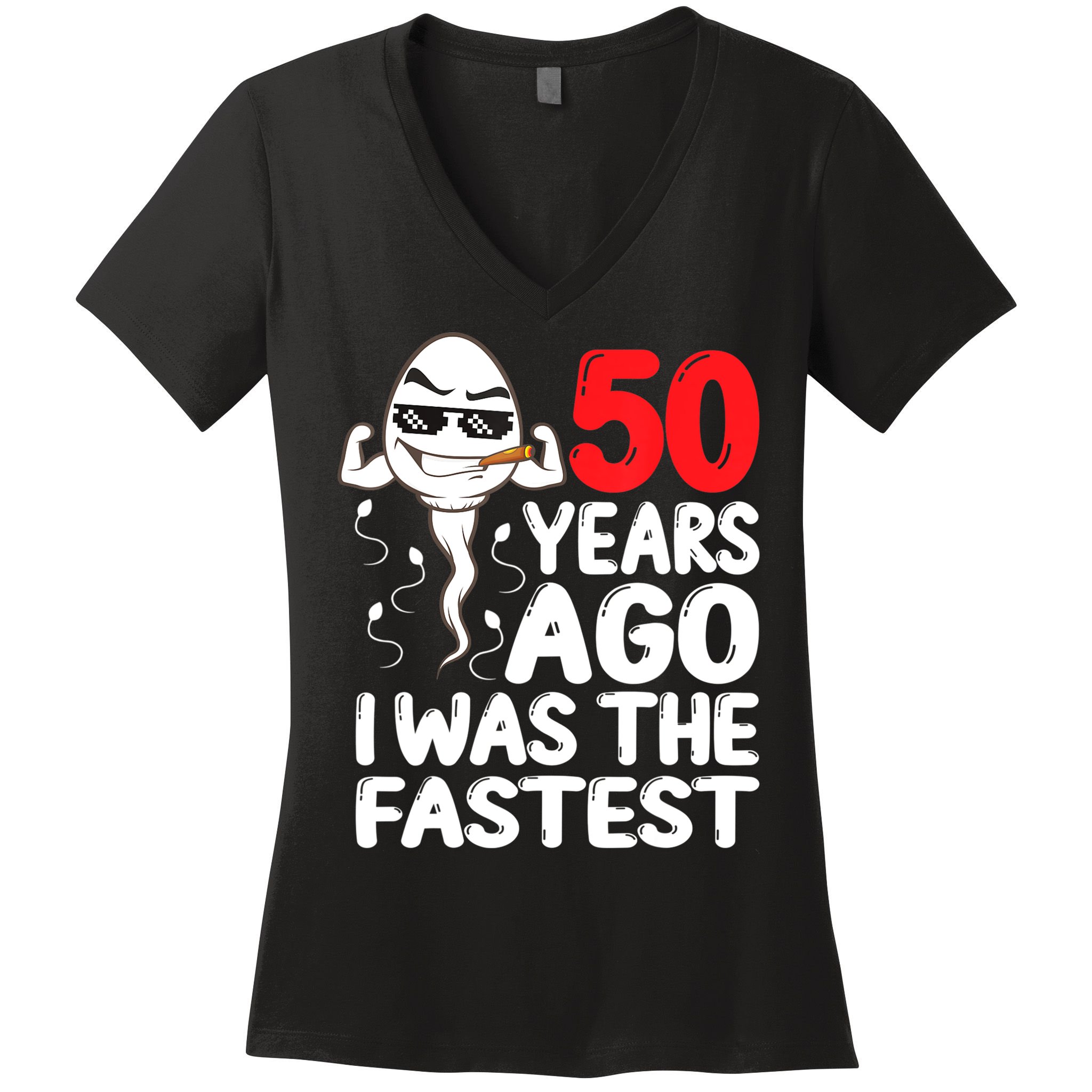 Mens 50th Birthday Gag Dress 50 Years Ago I Was The Fastest Funny Women's V-Neck T-Shirt