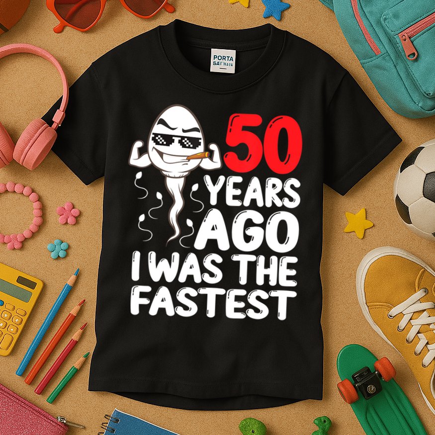 Mens 50th Birthday Gag Dress 50 Years Ago I Was The Fastest Funny Kids T-Shirt