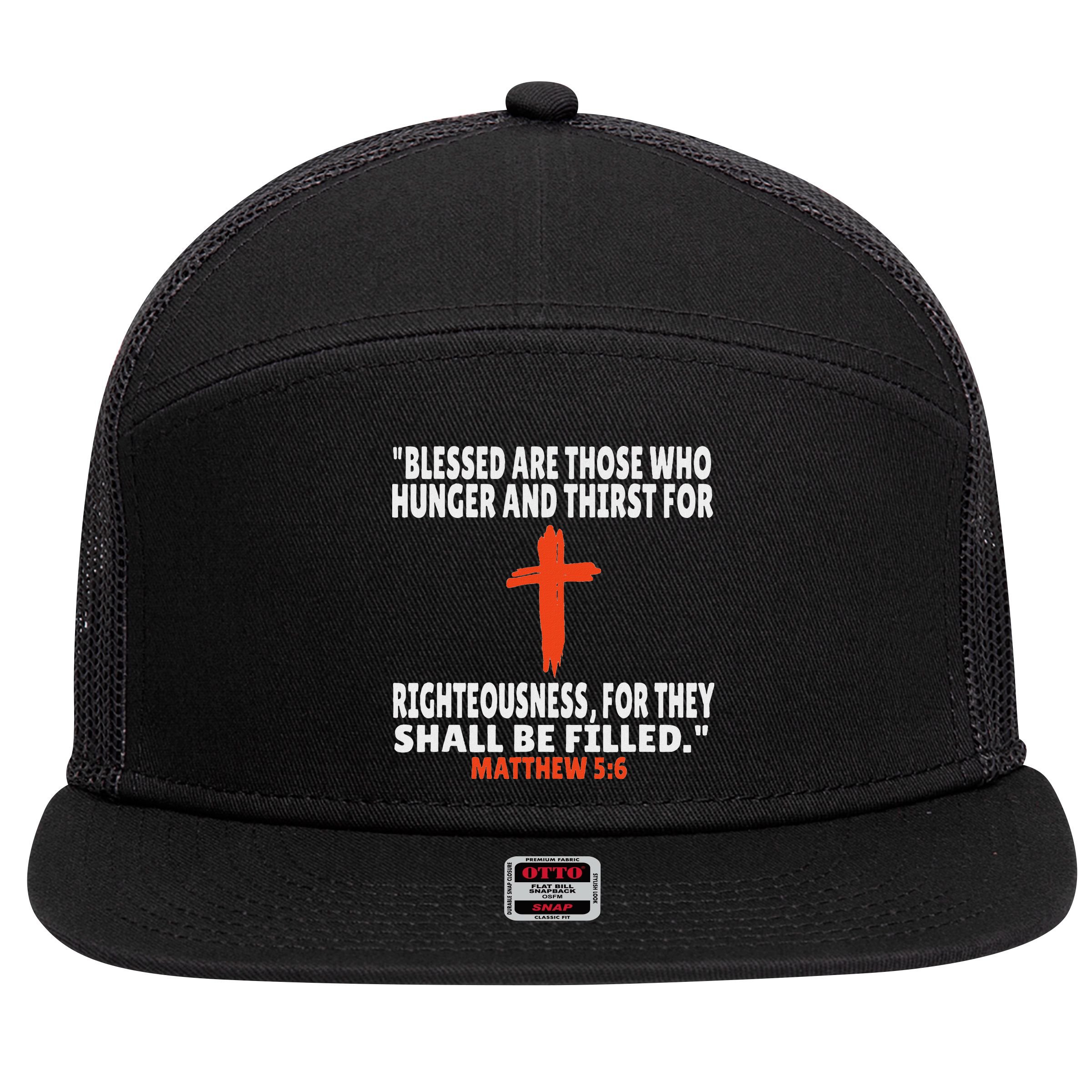 Matthew 56 Bible Verses Scripture 7 Panel Mesh Trucker Snapback Hat