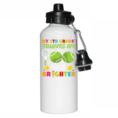 My 5th Grade Students Are 100 Days Brighter Funny 100 Days Gift Aluminum Water Bottle 