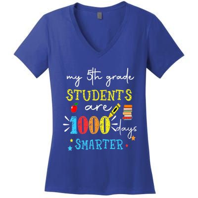 My 5th Grade Students Are 1000 Days Smarter 100 Days School Gift Women's V-Neck T-Shirt