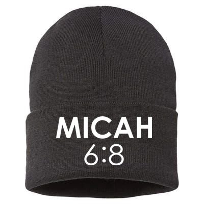 Micah 6:8 Bible Verse Christian Inspirational Catholic Sustainable Knit Beanie