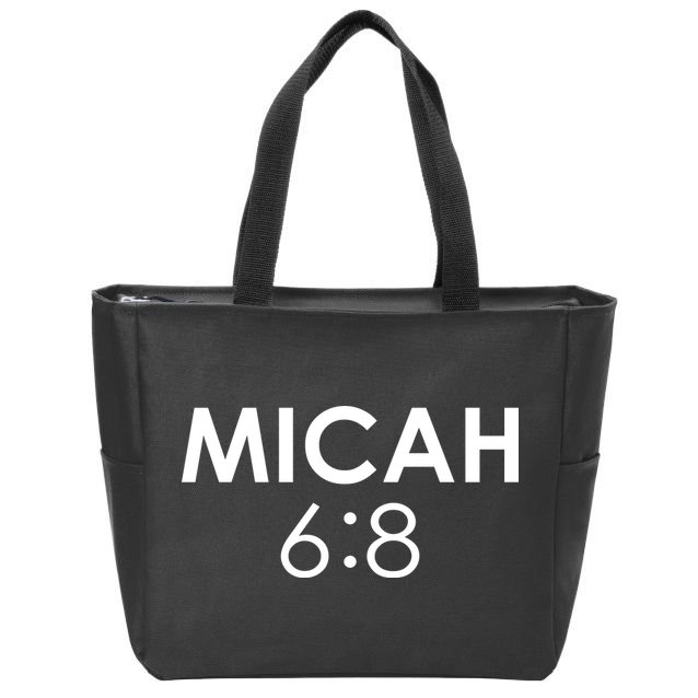 Micah 6:8 Bible Verse Christian Inspirational Catholic Zip Tote Bag