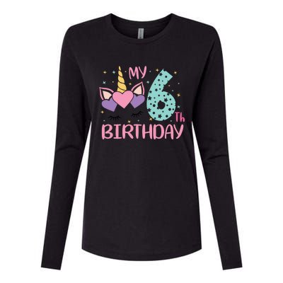 My 6th Birthday Unicorn Gift For Birthday Girl Womens Cotton Relaxed Long Sleeve T-Shirt