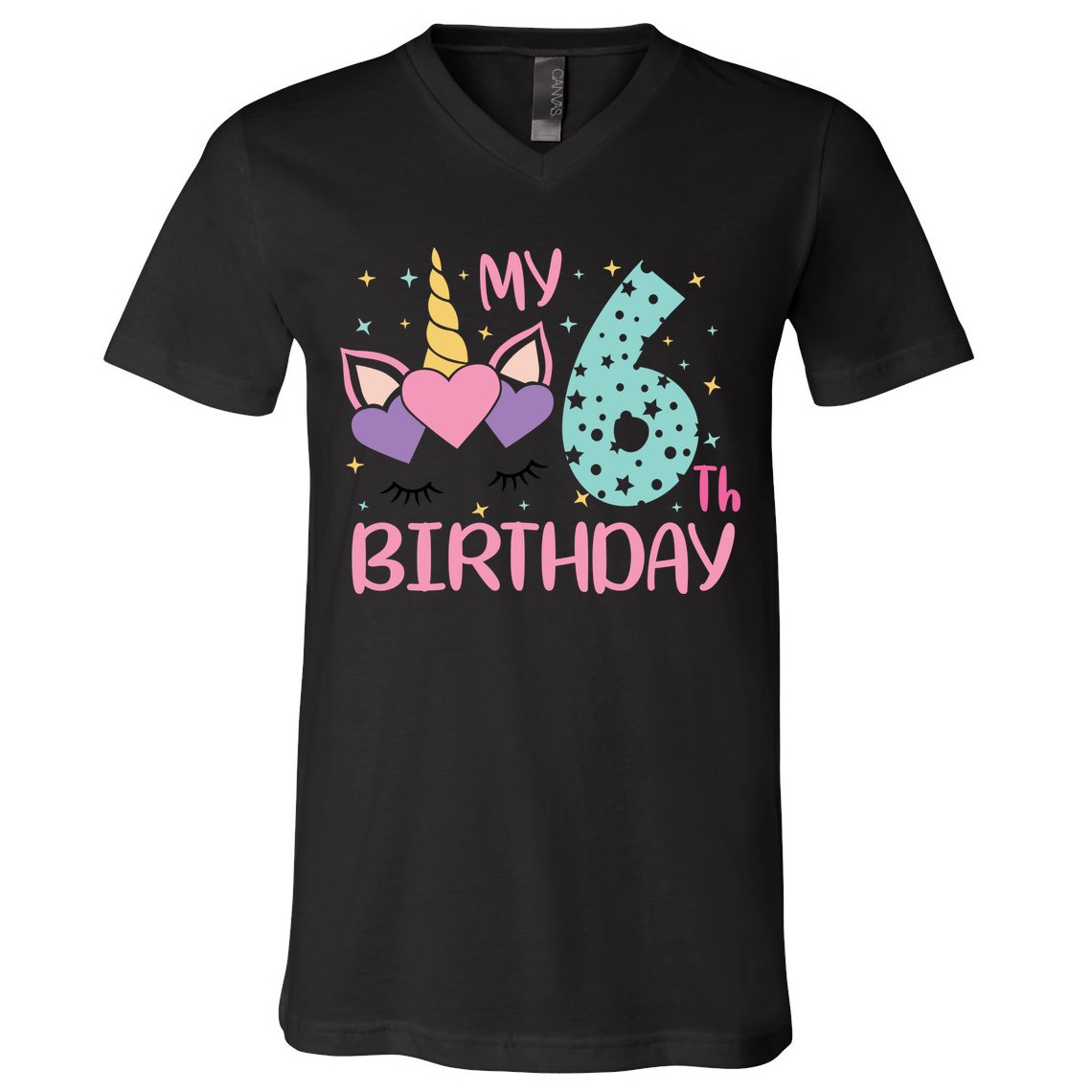 My 6th Birthday Unicorn Gift For Birthday Girl V-Neck T-Shirt