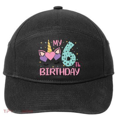 My 6th Birthday Unicorn Gift For Birthday Girl 7-Panel Snapback Hat