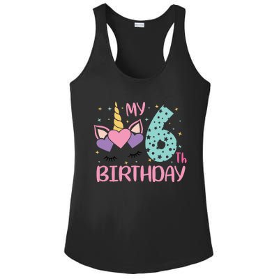 My 6th Birthday Unicorn Gift For Birthday Girl Ladies PosiCharge Competitor Racerback Tank