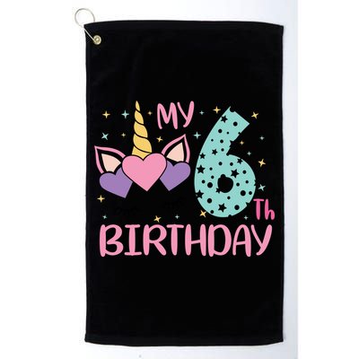 My 6th Birthday Unicorn Gift For Birthday Girl Golf Towel