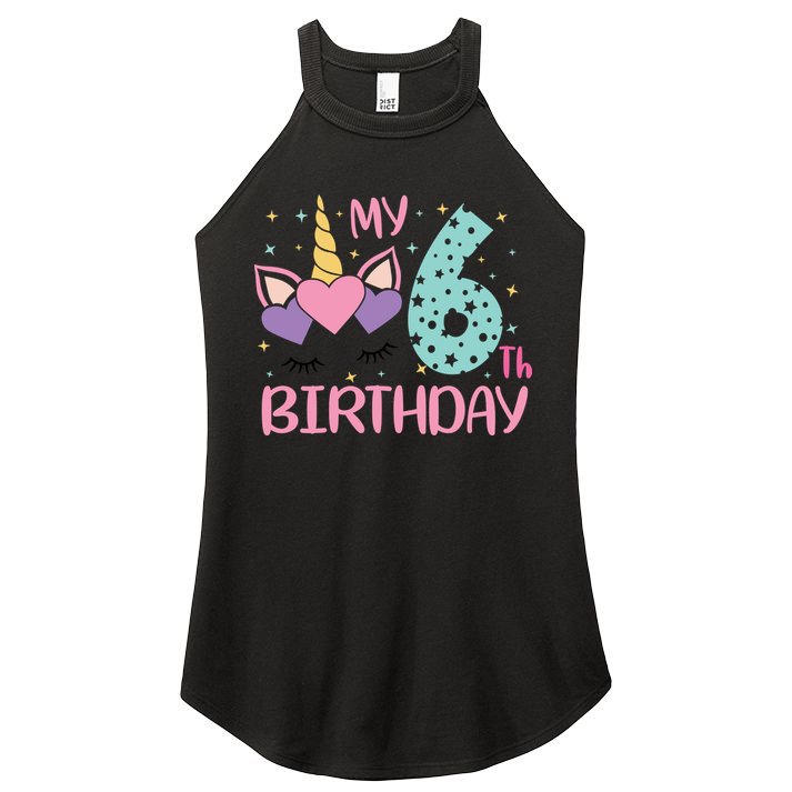 My 6th Birthday Unicorn Gift For Birthday Girl Women's Perfect Tri Rocker Tank