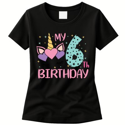 My 6th Birthday Unicorn Gift For Birthday Girl Womens T-Shirt