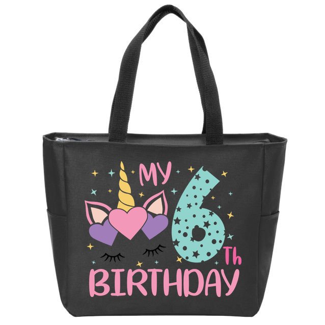 My 6th Birthday Unicorn Gift For Birthday Girl Zip Tote Bag