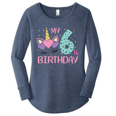 My 6th Birthday Unicorn Gift For Birthday Girl Women's Perfect Tri Tunic Long Sleeve Shirt