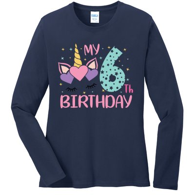 My 6th Birthday Unicorn Gift For Birthday Girl Ladies Long Sleeve Shirt