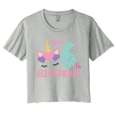 My 6th Birthday Unicorn Gift For Birthday Girl Women's Crop Top Tee