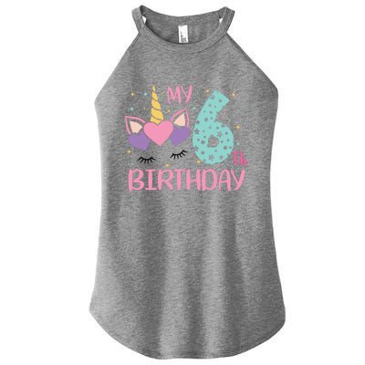 My 6th Birthday Unicorn Gift For Birthday Girl Women's Perfect Tri Rocker Tank