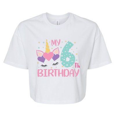 My 6th Birthday Unicorn Gift For Birthday Girl Bella+Canvas Jersey Crop Tee