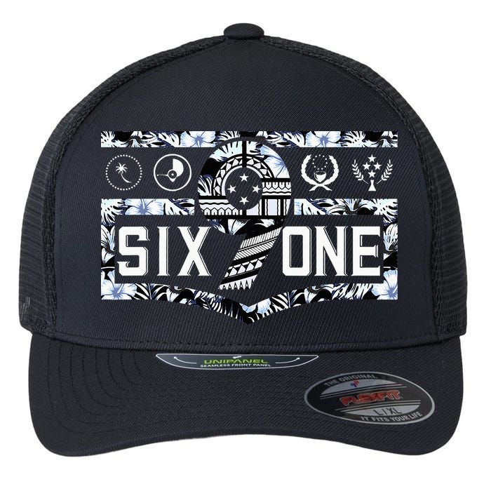 Micronesia 691 Pohnpei Chuuk Yap Kosrae Flexfit Unipanel Trucker Cap