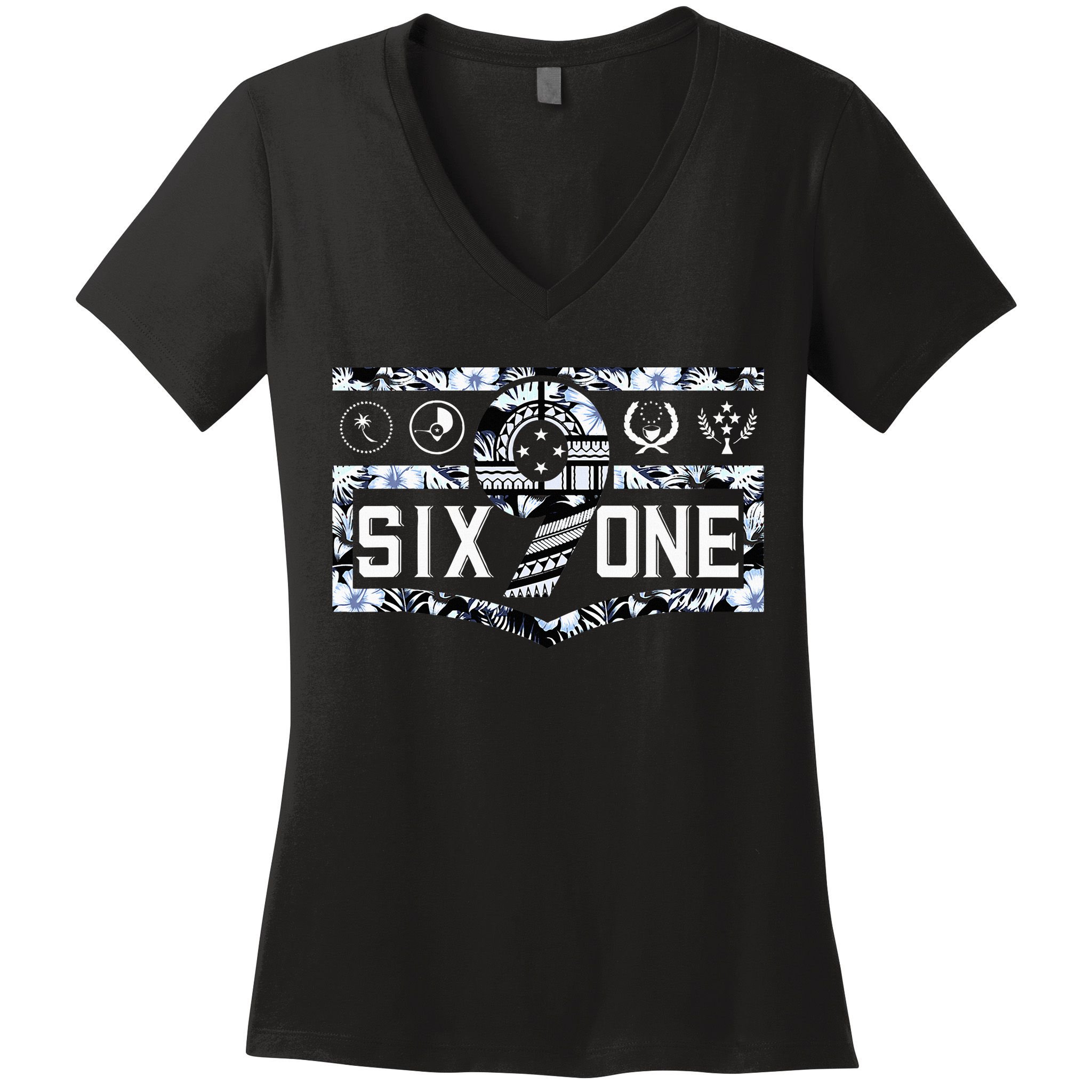 Micronesia 691 Pohnpei Chuuk Yap Kosrae Women's V-Neck T-Shirt