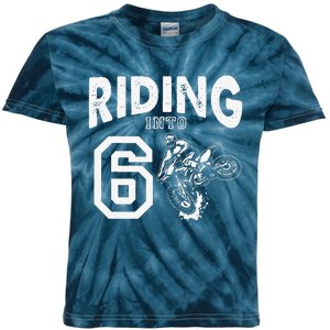 Motocross 6 Years Old 6Th Birthday Dirt Bike Boy Girl Kids Tie-Dye T-Shirt