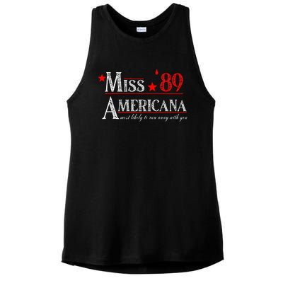 Miss 89 Americana Most Likely To Run Away With You Ladies PosiCharge Tri-Blend Wicking Tank