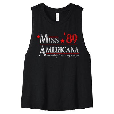 Miss 89 Americana Most Likely To Run Away With You Women's Racerback Cropped Tank