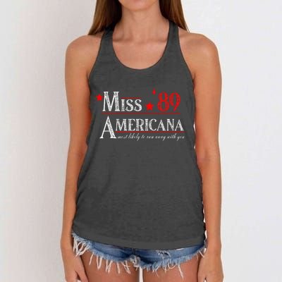 Miss 89 Americana Most Likely To Run Away With You Women's Knotted Racerback Tank