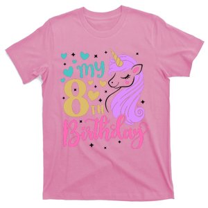 My 8th Birthday Eighth Bday Unicorn Birthday Birthday Girl T-Shirt