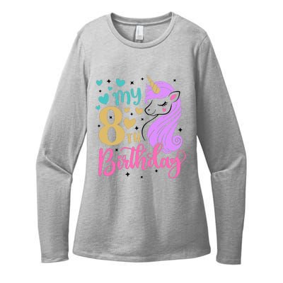 My 8th Birthday Eighth Bday Unicorn Birthday Birthday Girl Womens CVC Long Sleeve Shirt