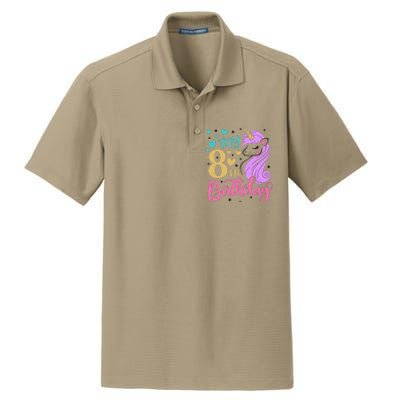 My 8th Birthday Eighth Bday Unicorn Birthday Birthday Girl Dry Zone Grid Polo